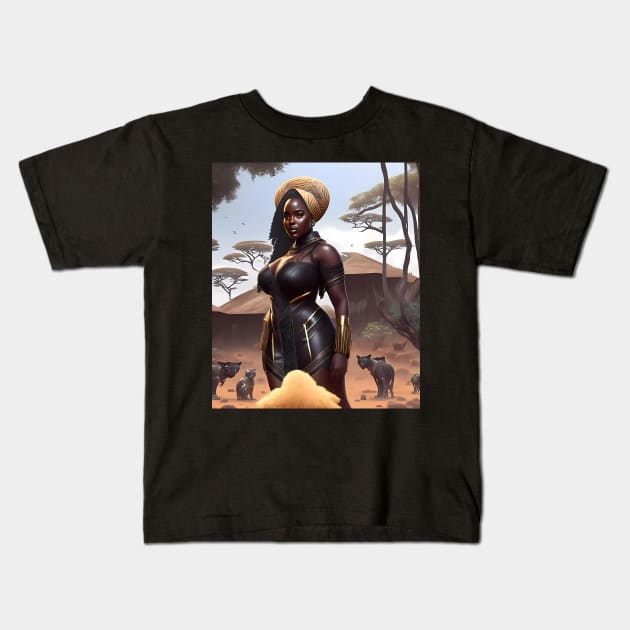 African Goddess: Cosmic Chic T-Shirt Kids T-Shirt by MeatLuvers